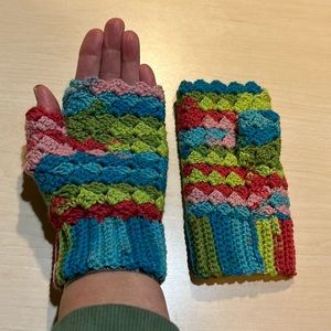 Handmade fingerless mittens